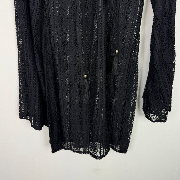 Pilyq Black Gold Noah Tunic Swim Coverup Dress Crochet Size M/L Medium/Large - Picture 4 of 14